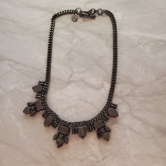 ✨ Juicy Couture Cluster Rhinestone Crystal Gunmetal Statement Necklace ✨ - Picture 8 of 12